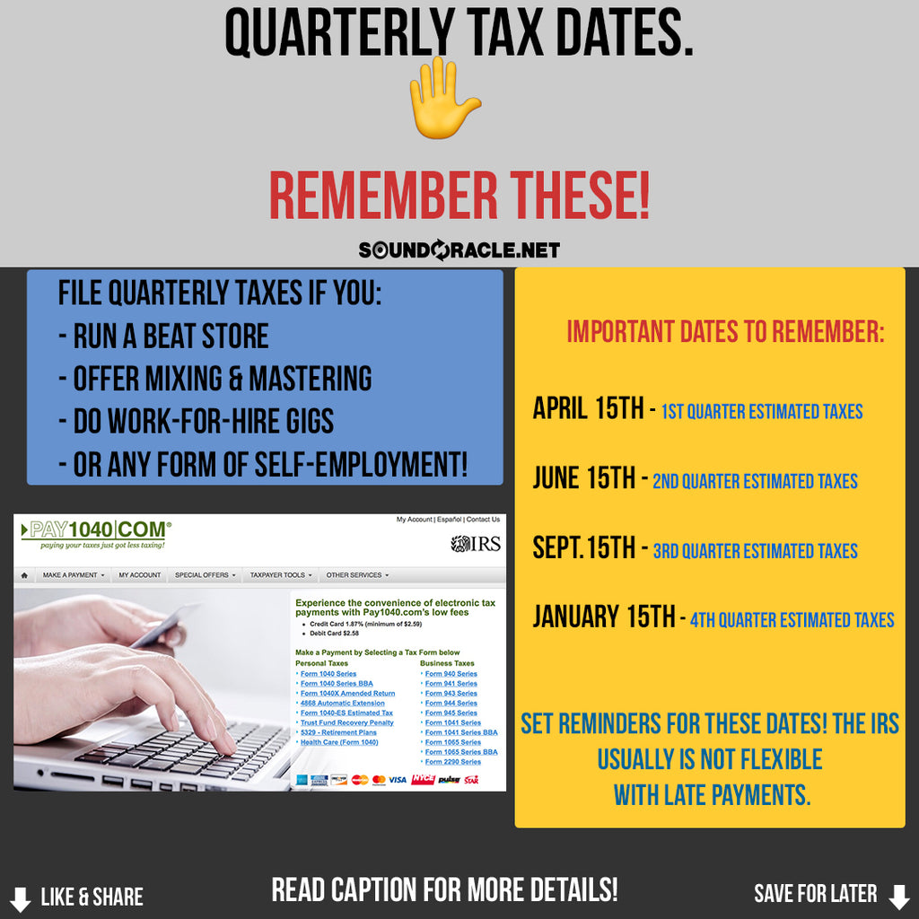 Quarterly Tax Dates Remember These! SoundOracle Sound Kits